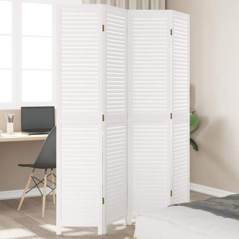 Divisorio Ambienti 4Pannelli Bianco Legno Massello di Paulownia vidaXL