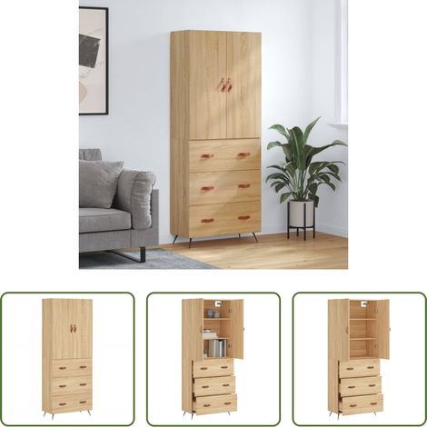 Buffet en bois - Buffet haut Chêne sonoma 69,5x34x180 cm Bois d'ingénierie (1/5)