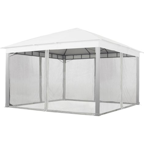 Moustiquaires (4 toiles) pour tonnelle de jardin TOOLPORT Sunset Premium 4x4, gris perle (1/5)