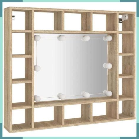 808867 Armoire de miroir avec LED Chêne sonoma 91x15x76,5 cm (1/5)