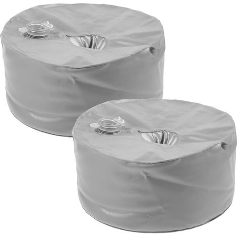 Lot de 2 Bases Lestées pour Parasol en PVC Poche D'injection d'eau 2,5kg, Support Renforcé Argenté pour Parasol de Plage et Jardin (1/5)