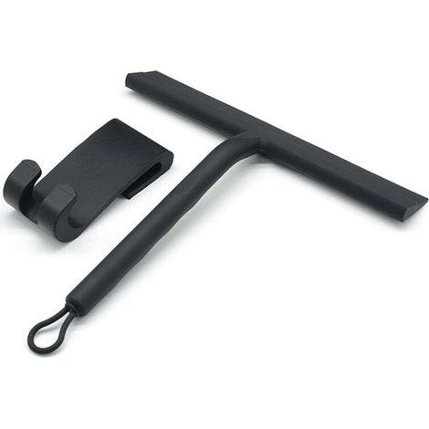 Black Silicone Shower Scraper, Bathroom Glass Wiper with Silicone Hook (1/5)