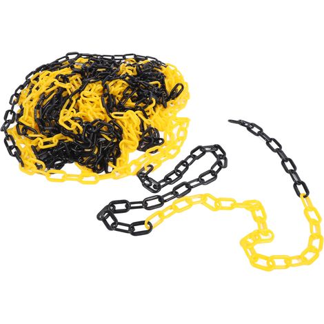 Chaînes de signalisation ABS 6 mm, 25 m, barrières de sécurité, maillons pour jardins, parkings, contrôle routier, noir et jaune (1/5)