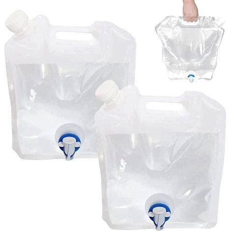 Lot de 10 bouteilles d'eau pliables avec robinet, réservoir d'eau potable pliable réutilisable, pour le sport, le camping, la randonnée, les pique-niques, les barbecues, les activités de plein air (bl (1/4)