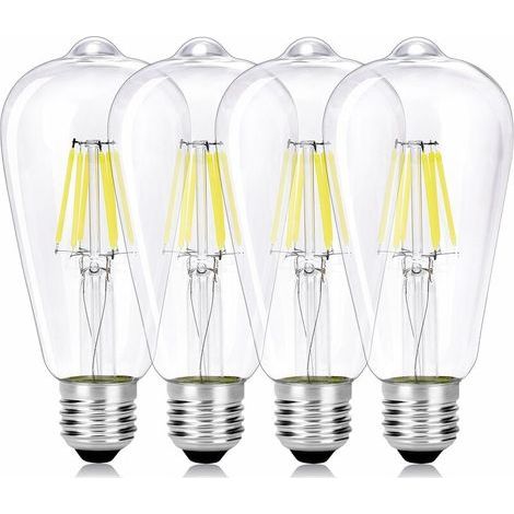 Ampoule LED E14 6W ST64, ampoule à filament LED style Edison vintage E27, remplace une ampoule à incandescence de 60W, blanc froid 6000K, 600 lm, non dimmable, idéale pour une ambiance rétro et nostal (1/5)
