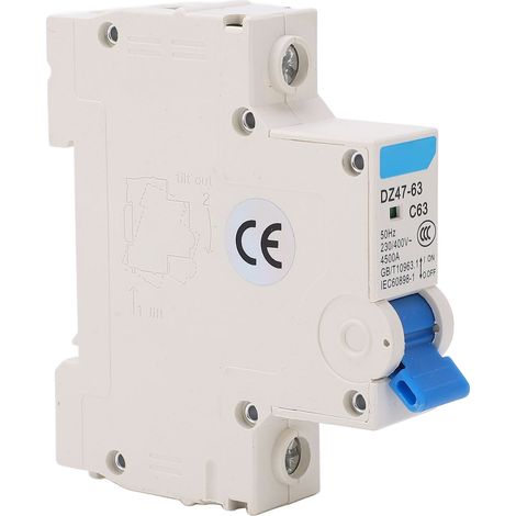 Miniature Circuit Breaker 1P Current Isolator DIN Rail 4500A Breaking Capacity AC 230V 400V 63A