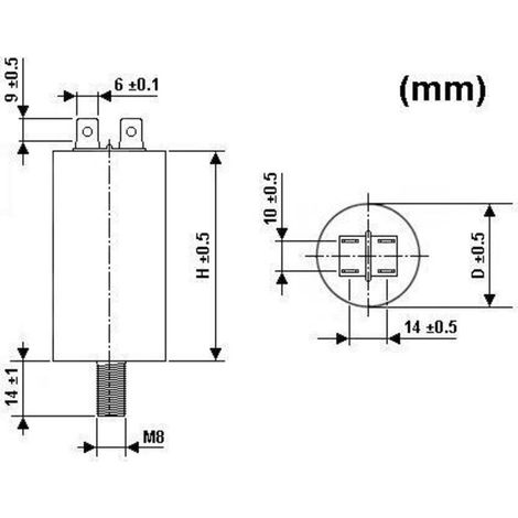 Condensateur De Marche - 15 µF - 450 V AC - Pour Moteurs Et Lampes 50 60 Hz - Montage À Vis M8 - Rond (1/2)
