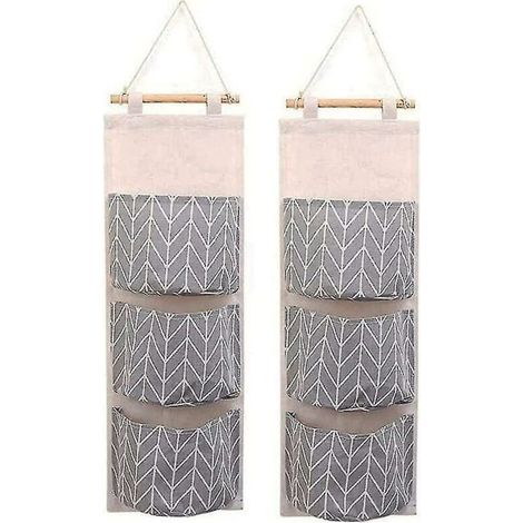 HONORNIC - 2 packs imperméables à l’eau Sacs de rangement suspendus muraux avec 3 poches (gris) (1/2)