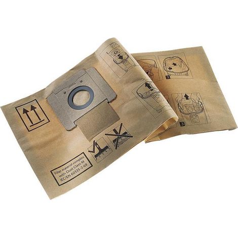 Lot de 1 sac d'aspirateur (1 x 5 pièces) pour aspirateur industriel ATTIX 30, sacs filtrants pour aspirateur 302000449