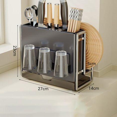 Portacoltelli e bacchette multifunzionale, organizer da cucina multifunzionale, portacoltelli + portabicchieri magnetico (1/2)