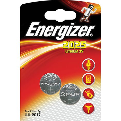 Energizer CR2025 3V Lithium Coin Battery – Pack of 2