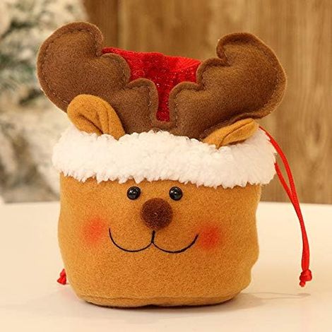 Sac Cadeau Noel - Sac En Papier Kraft Avec Corde - Motif Bonhomme De Neige Renne Pomme - Pour Bonbons Chocolats Cadeaux - Lot De 12 (1/5)