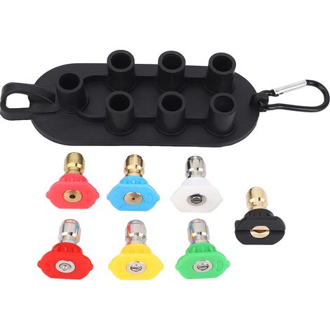 Jeu d'embouts de buse de lavage à pression, 4000PSI, 1/4 pouces, connecteur rapide, embouts de lavage avec support pour le nettoyage de Patio de voiture, 7 pièces