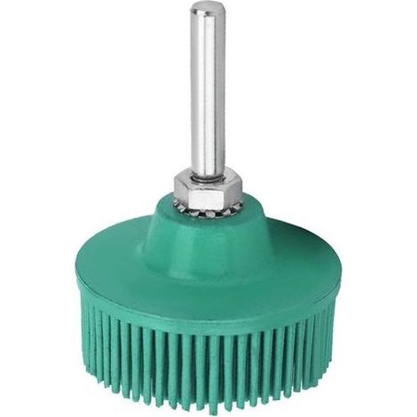 Disco Smeriglio Setola Spazzola per rimuovere Débavurage Metallo Finitura 2" Verde 50 con Chuck (1/5)