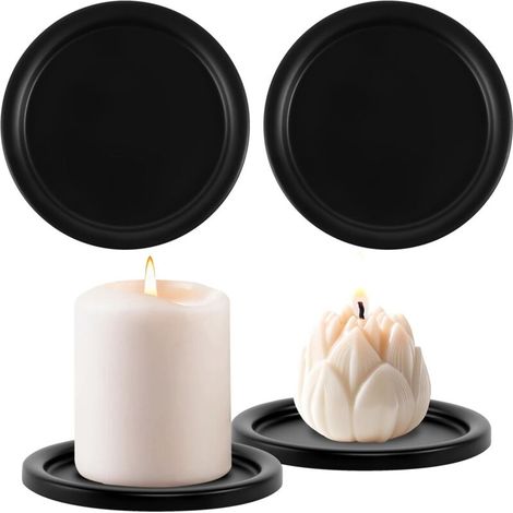 Pieces Black Metal Candle Holders, Candlestick Stands, Black Round Candle Trays, 10cm Pillar Candle Holders for Pillar Candles, Christening, Wedding Decorations, Christmas, Home, Table, Party (1/5)