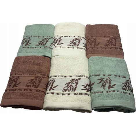 Juego de toallas Jacaria - estampado 4A menta, crudo, marrón 70x140cm 6 piezas (1/3)