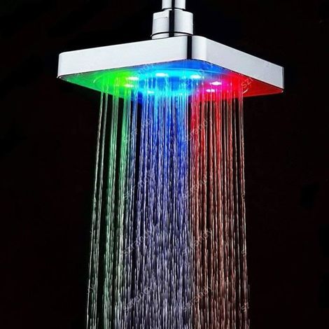 Pommeau de douche LED – 3 couleurs, changement automatique – Lumineux, multicolore (1/2)