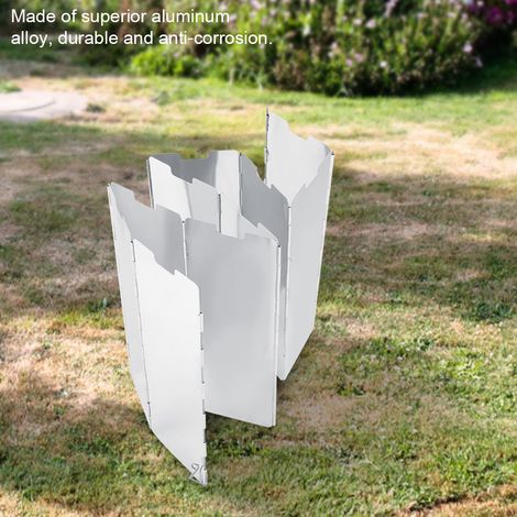 10er-Set faltbarer Windschutz für Gasbrenner – Campingkocher, Grill & Picknick, Aluminium, silber, 24 x 8 cm (1/5)