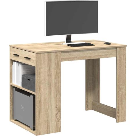 Schreibtisch mit Schubladen Ablage Sonoma-Eiche 102x62x77,5 cm