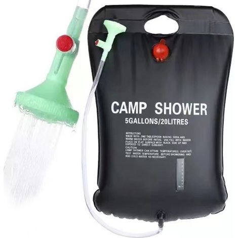1 sac de douche solaire chauffant de 20 L pour le camping, avec indicateur de température et eau chaude jusqu'à 40 °C. Idéal pour la randonnée et l'escalade.-AquaForge (1/5)