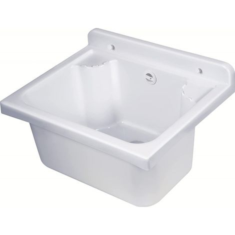 Negrari – Évier mural extérieur 42,5 x 34 cm – Blanc en polypropylène anti-UV – Compact pour petits espaces – Installation intérieure/extérieure – Kit de montage inclus