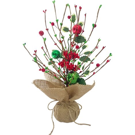 Künstlicher Weihnachtsbaum aus Kiefernnadeln, grüne Weihnachtspflanzendekoration, künstlicher Weihnachtsbaum aus Kiefernnadeln (Stil B: handgerollte Reiskugeln, rote Beeren, bunte Kugeln, Weihnachtsba (1/2)