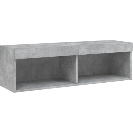 vidaXL Mobile Porta TV con Luci LED Grigio Cemento 100x30x30 cm (1/5)
