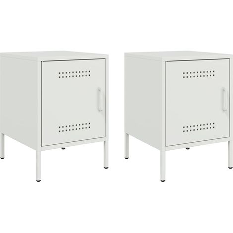 Maison Exclusive - Nachttische 2 Stk. Weiß 36x39x50,5 cm Stahl