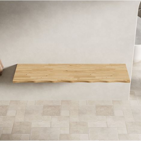 Holzplatte 160 x 38 x 3,8 cm natur mit Wellenkante für Badmöbel – MEUBLIV (1/5)