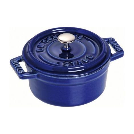 STAUB Cocotte, olla de hierro fundido, apta para todo tipo de cocinas incl. inducción, redonda, 28 cm, 6,7 L, Made in France, azul oscuro
