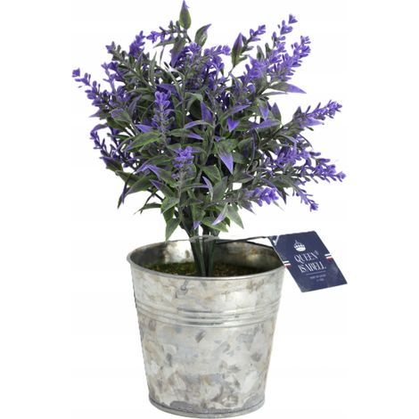 Pianta artificiale di lavanda decorativa in un elegante vaso di metallo. (1/5)