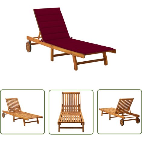 The Living Store Sonnenliege mit Auflage Akazie Massivholz - Holz-Sonnenliege - Gartenliege - Lounge Chair - Akzidenzliegenstil - Akazienholzsitzgelegenheit (1/5)