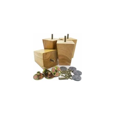 Set di 4 gambe per divano in legno - 8 cm - Gambe quadrate per divano - Mid-Century - Gambe di ricambio moderne - Per poltrona, tavolino da caffè, cassettiera (8 cm, colore legno) - Crezuo (1/4)