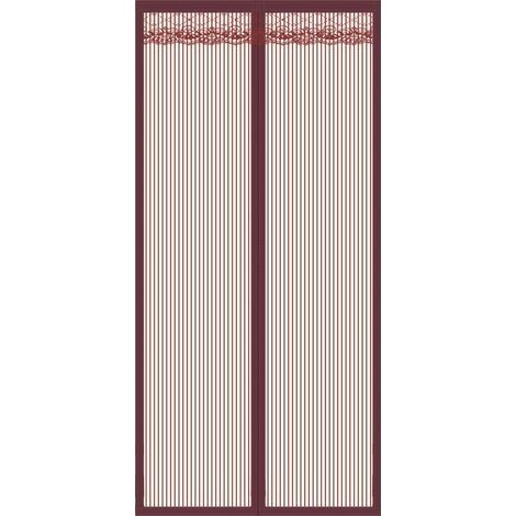 Moustiquaire de Porte Magnétique Rideau de Porte Antimoustique avec Fermeture Aimantée Sans Perçage pour Porte de Balcon, porte Cave, Porte de Terrasse (120 220cm) café rayé (1/4)