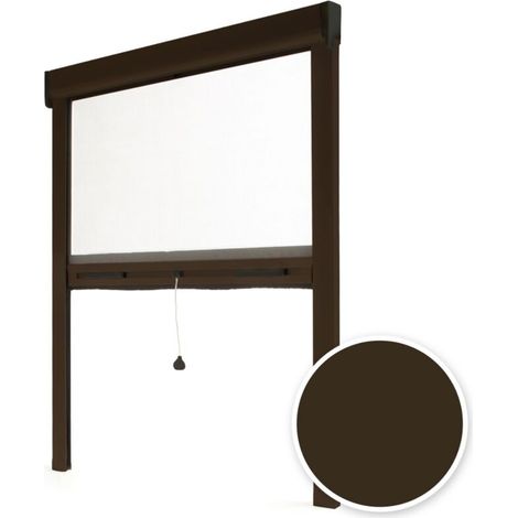 Moustiquaire Enroulable Alu Marron L100 x H160cm – Moustiquaire pour Fenêtre Recoupable (1/4)