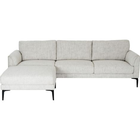 Zephra Three Seater Sofa with Footstool - Metal - L81 x W241 x H80 cm - White
