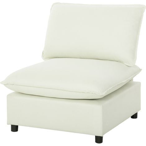 Modernes 1-Sitzer-Sofa ohne Armlehnen, breite Sitzfläche mit dicken Kissen, 146 x 85 x 78 cm, cremefarben