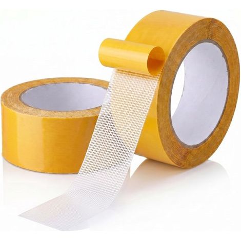 2 rotoli di nastro biadesivo per pittori (3 cm x 20 m), nastro giallo per pittori, nastro adesivo di plastica per mascheratura per pittura, nastro adesivo in polietilene per appendere per pittura, ris (1/4)
