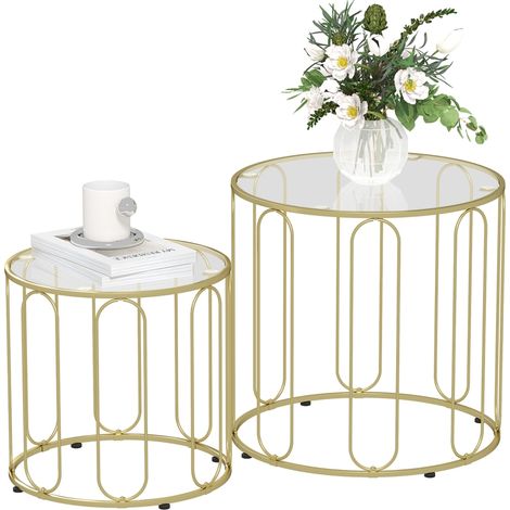 Elliptical Cut-Out Nesting Tables - Gold-Tone (1/5)