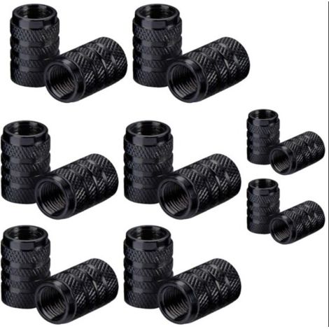 16 Pièces Bouchons de Valve de Pneu en Aluminium Capuchon Antipoussière de Roue de Voiture (Noir ) (1/5)