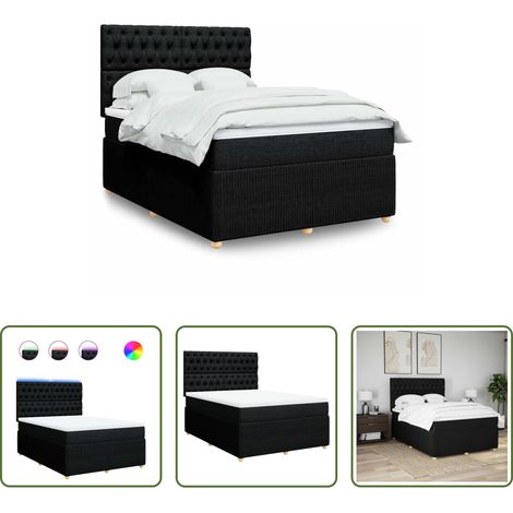 Matelas à ressorts ensachés -  Sommier à lattes de lit avec matelas Noir 140x190 cm Tissu (1/5)