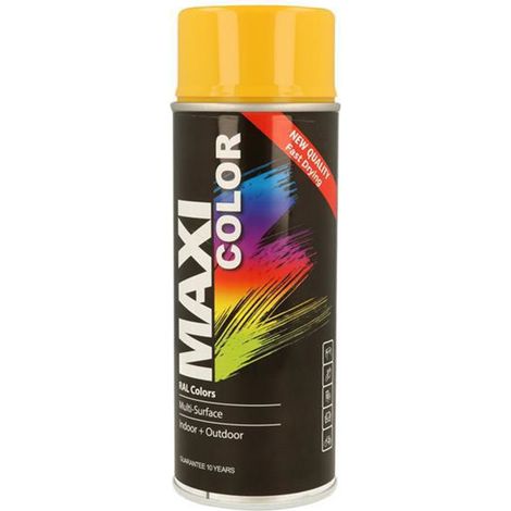 MaxiColor Gloss Spray Gold Yellow RAL1004 400ml for All Surfaces