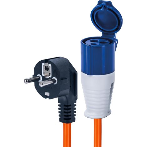 Adaptateur prise britannique vers prise européenne 16 A 20 cm IP44 résistant aux intempéries Idéal pour camping, caravanes, camping-cars et chantiers de construction (1/5)