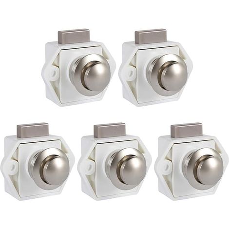 Bouton Poussoir Loquet, Serrure de Porte Meuble Fermoir, Bouton Loquet Verrou pour RV Caravane Placard Meuble (blanc)