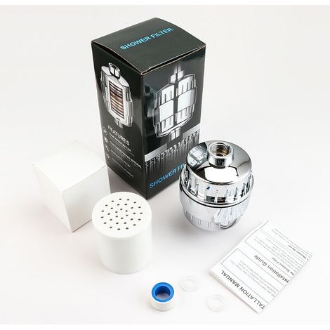 15-stufiger Duschfilter mit Vitamin C für hartes Wasser - Mehrstufiger, austauschbarer Kartuschen-Duschkopf-Enthärtungsfilter zur Entfernung von Chlor und Metallen. (1/4)