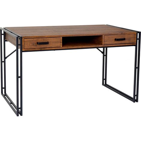 Bureau Dohna, table d'ordinateur, 121x70cm, structure 3D, aspect chêne sauvage