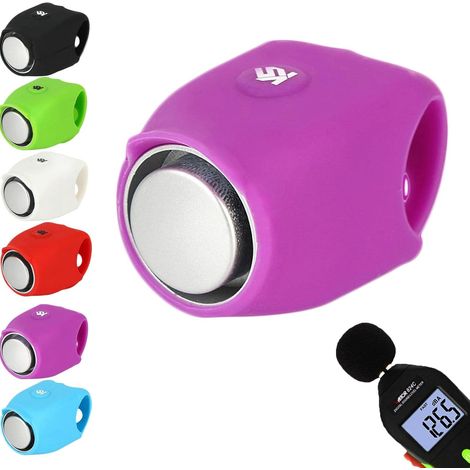 Klaxon de vélo puissant, sonnette électrique pour vélo et scooter, mini-sonnette électronique étanche en silicone, pour VTT (NAUXIU) violet (1/5)