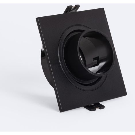 Portafaretto Downlight Quadrato Basculante Basso UGR per Lampadina LED GU10 / GU5.3 Foro Ø75 mm Suefix Nero (1/3)