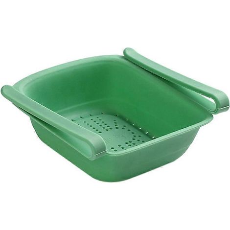 Boîte de rangement pour réfrigérateur type tiroir, grande capacité, avec paniers en plastique résistants et amovibles.