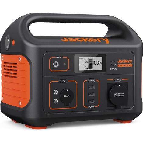 Jackery – Station énergétique portable 518Wh – 500W avec 1 prise CA, 2 ports CC, 3 USB-A – Recharge solaire, voiture, mural – Poids 6,04 kg